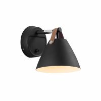 DFTP by Nordlux Strap 15 Luce Da Parete Metallo e Leather Nero | Adatto per GU10