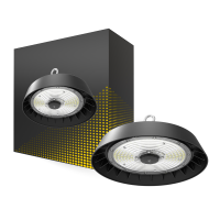 Bright Choice Highbay LED Acciaio Nero 150W 25500lm 90D - 757 Bianco Freddo | IP65 - con Sensore di Movimento e Luce 